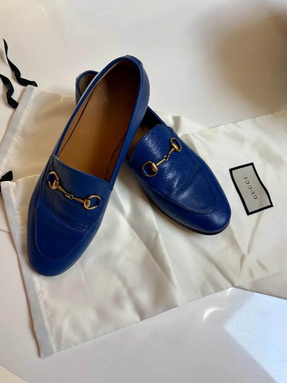 Classic Gucci Jordaan Horsebit Cobalt Leather Loafers